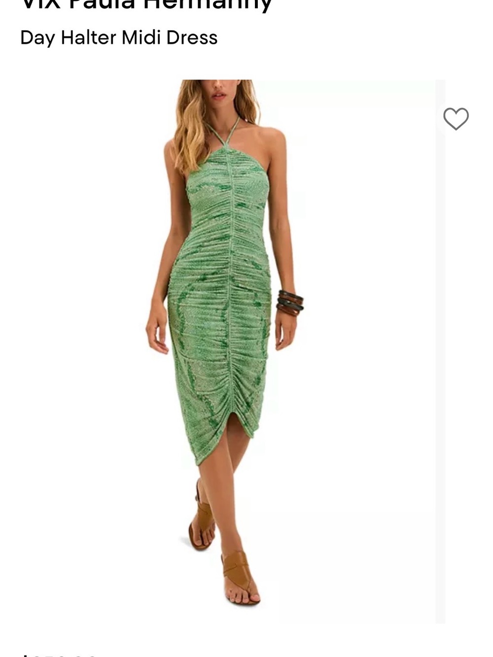 Vix Green Ruched Halter Midi Dress
